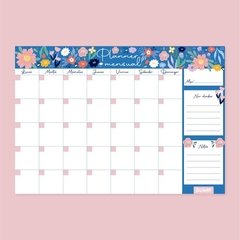 PLANNER MAGNÉTICO MENSUAL FLORES AZUL - comprar online