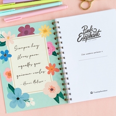 CUADERNO GRANDE FLORES AQUA. - comprar online