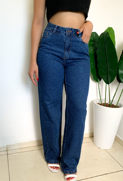 Calça wide leg jeans escura - comprar online