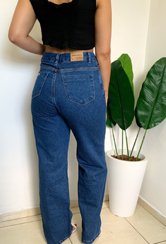 Calça wide leg jeans escura - iumi store