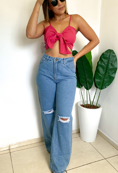 Calça wide leg rasgada - Comprar em iumi store