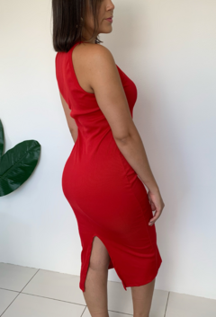 vestido canelado vermelho - comprar online