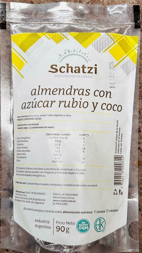 Almendras con azúcar y coco "Schatzi" x 90 Grs