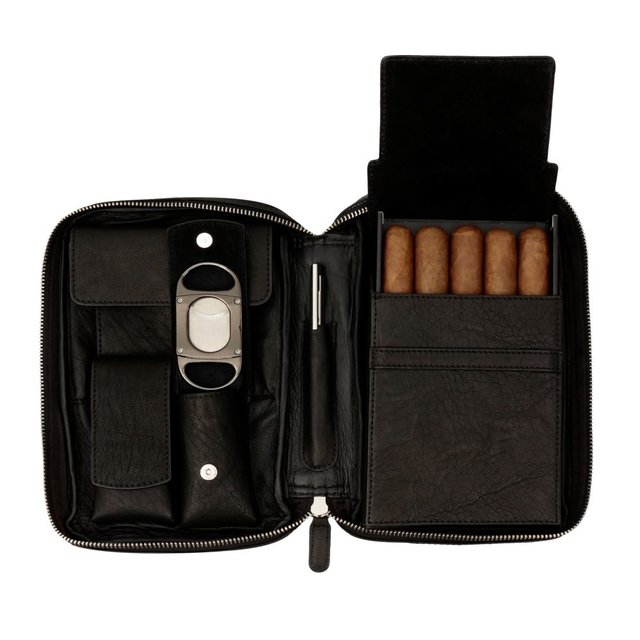 Porta charutos NERONE Travel Case couro preto vintage PD