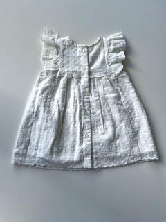 Vestido Zara Blanco Con Volados Con Florcitas Niña 6-9 M - comprar online