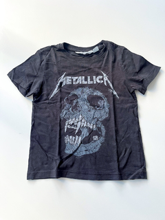 Remera manga corta h&M Gris oscuro metallica talle 4-6 años