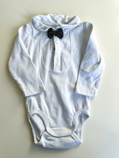 Body mangas largas h&m blanco con un moño talle 2-4meses