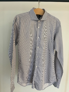 Camisa hombre blanco estampado lineas azules EL Burgues Talle M - comprar online