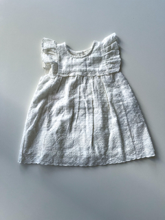 Vestido Zara Blanco Con Volados Con Florcitas Niña 6-9 M