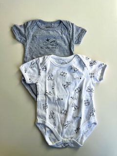 Body x 2 bebe blanco y gris Ceated by Prenatal talle 50/56 - FASHION MARKET BA