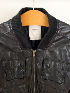 Campera Hombre Cuero Bomber Pleased Talle S Traido de USA - tienda online