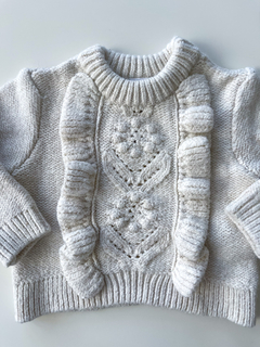 Sweater natural con volados adelante zara talle 9-12 meses - comprar online