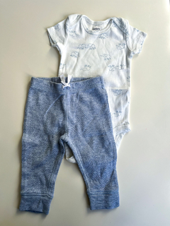 Conjunto bebe Carter's Talle 3 Meses blanco y celeste melange