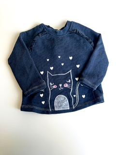 Remera Manga Larga Primark Negro Con Gatito Niño 6-9 Meses - comprar online