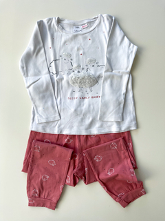 Conjunto pijama 2 piezas Zara niña color rosa y blanco Talle 6/7