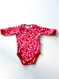 Body Manga Larga Minimimo Fucsia Con Estrellas Niña 6-9 M