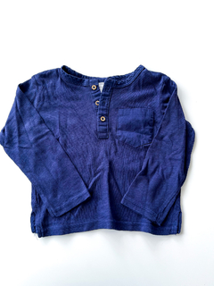 Remera mangas largas Zara azul oscuro Talle 12-18meses