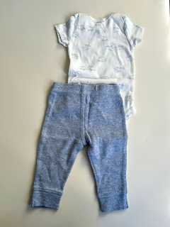 Conjunto bebe Carter's Talle 3 Meses blanco y celeste melange - comprar online