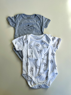 Body x 2 bebe blanco y gris Ceated by Prenatal talle 50/56