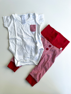 Conjunto cheeky blanco con rojo talle xs