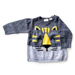 Sweater Zara niño gris tejido tigre talle 18-24 meses en internet