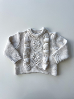 Sweater natural con volados adelante zara talle 9-12 meses