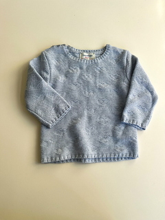 Sweater celeste Zara knitwear talle 6-9meses