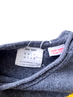 Sweater Zara niño gris tejido tigre talle 18-24 meses - comprar online