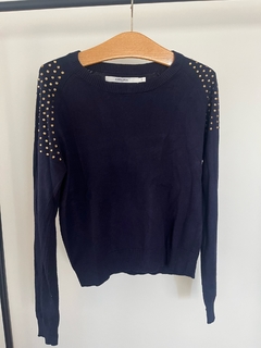 Sweater Maria Cher azul con piedritas en los hombros Talle 2 - comprar online