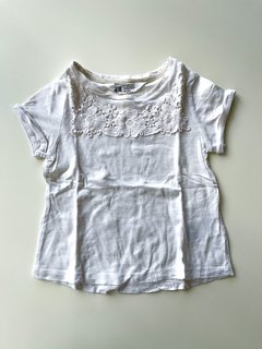 Remera H&m Cremita Bordada Flores 2 - 4 Años