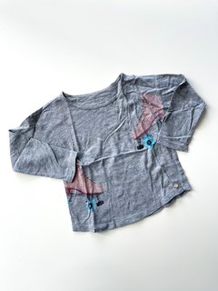 Remera Little Akiabara Niña Nena 4 Años Gris Estampada