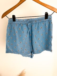 Short Jazmin Chebar estampado talle 1 celeste 100% seda - comprar online