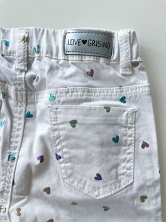 Pantalon Grisino Niña Blanco Con Corazones Talle 5-6 Años - FASHION MARKET BA