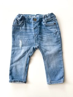 Jean H&m Celeste Con Roturas Talle 9-12 Meses