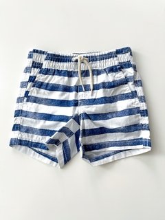 Short Niño Old Navy Rayado Crema Y Azul Talle 12-18 Meses