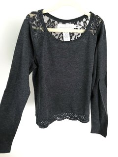 Imagen de Remera H&m Niña Nena Talle 8 - 10 Años Gris Con Encaje