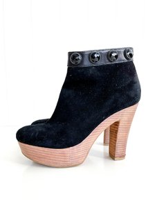 Botas Jazmin Chebar Negras Taco Marron Apliques De Brillo - tienda online