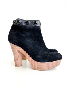 Botas Jazmin Chebar Negras Taco Marron Apliques De Brillo