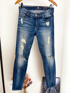 Jean For All 7 Mankind Azul Con Roturas Talle 27 Skinny Fit - comprar online