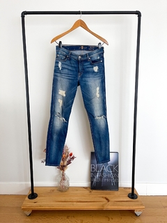 Jean For All 7 Mankind Azul Con Roturas Talle 27 Skinny Fit