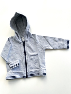 Buzo Campera Zara Bebe Gris Con Azul Talle 9-12 Meses