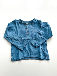 Remera Zara Bebe Celeste Oscuro Con Botones Talle 12-18 M - comprar online