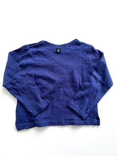 Remera Manga Larga Zara Bebe Azul Con Botones Talle 18-24 M en internet