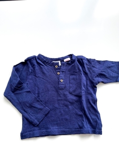 Remera Manga Larga Zara Bebe Azul Con Botones Talle 18-24 M - comprar online