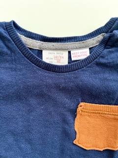 Remera Manga Larga Zara Azul Talle 18-24 Meses en internet