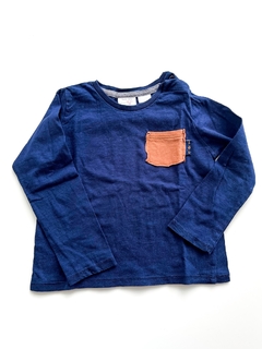 Remera Manga Larga Zara Azul Talle 18-24 Meses