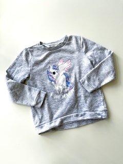 Buzo Gris Hym Niña Estampa Unicornio T 4-6 Años