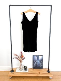 Vestido De Chiffon Negro Dkny Talle 6