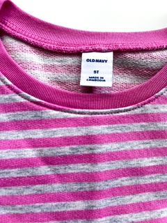 Camison Old Navy Niña Rayado Rosa Y Gris Talle 5 Años en internet