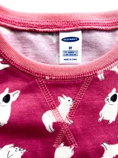 Camison Old Navy Rosa Estampa Bull Dogs Talle 5 Años en internet